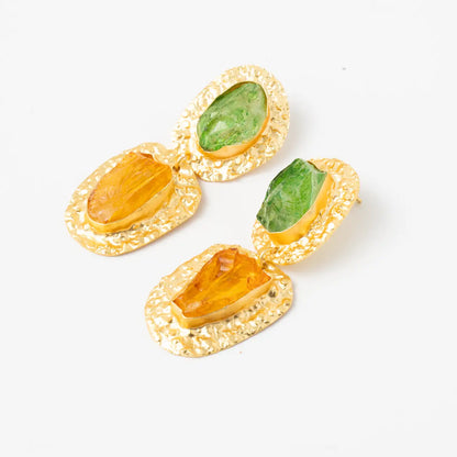 Pendientes Elenis Ed. Limitada Rough Verde y Amarillo