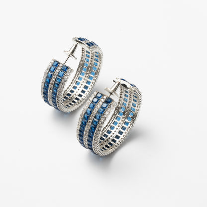 Venta Flash Vintage Pendientes Aros Astoria Ed. Limitada Plata Azul