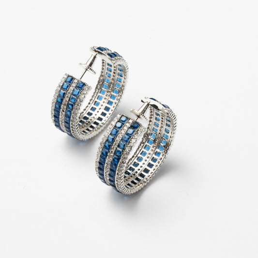 Venta Flash Vintage Pendientes Aros Astoria Ed. Limitada Plata Azul