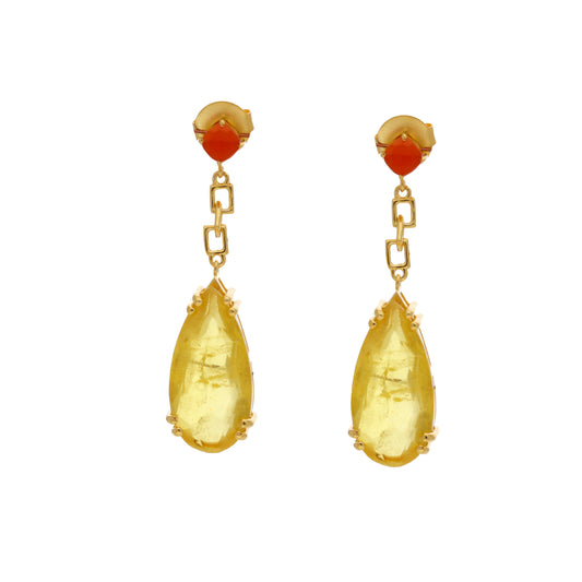 Pendientes Doublet Sunburst Naranja y Amarillo