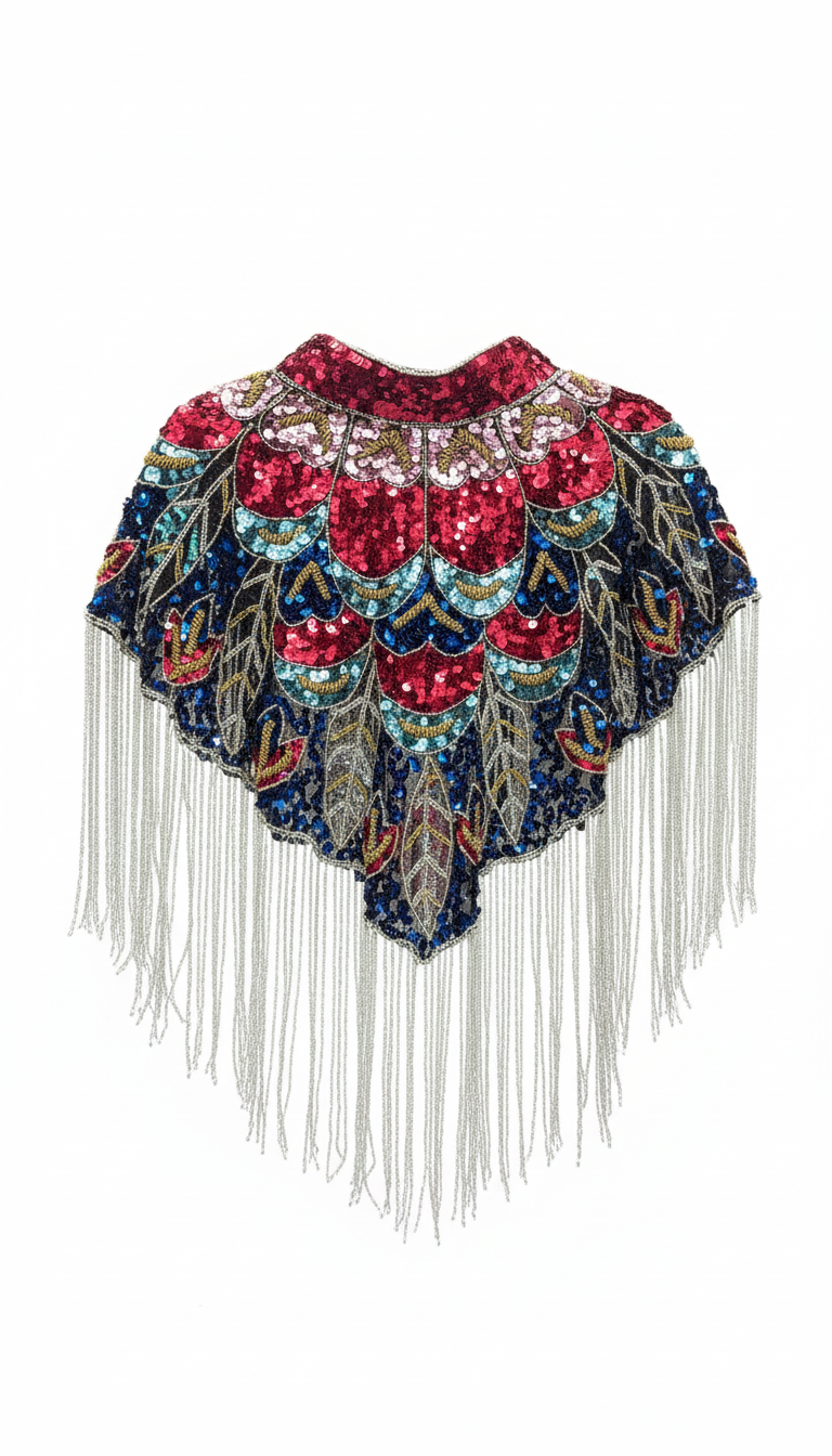 Capa Joya Multi Tribal Rojo, Rosa y Azules