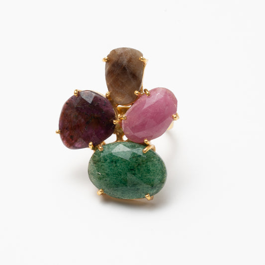 Anillo Mosaico Manson Ed. Limitada 20 Marrón, Rosa, Verde y Rubí