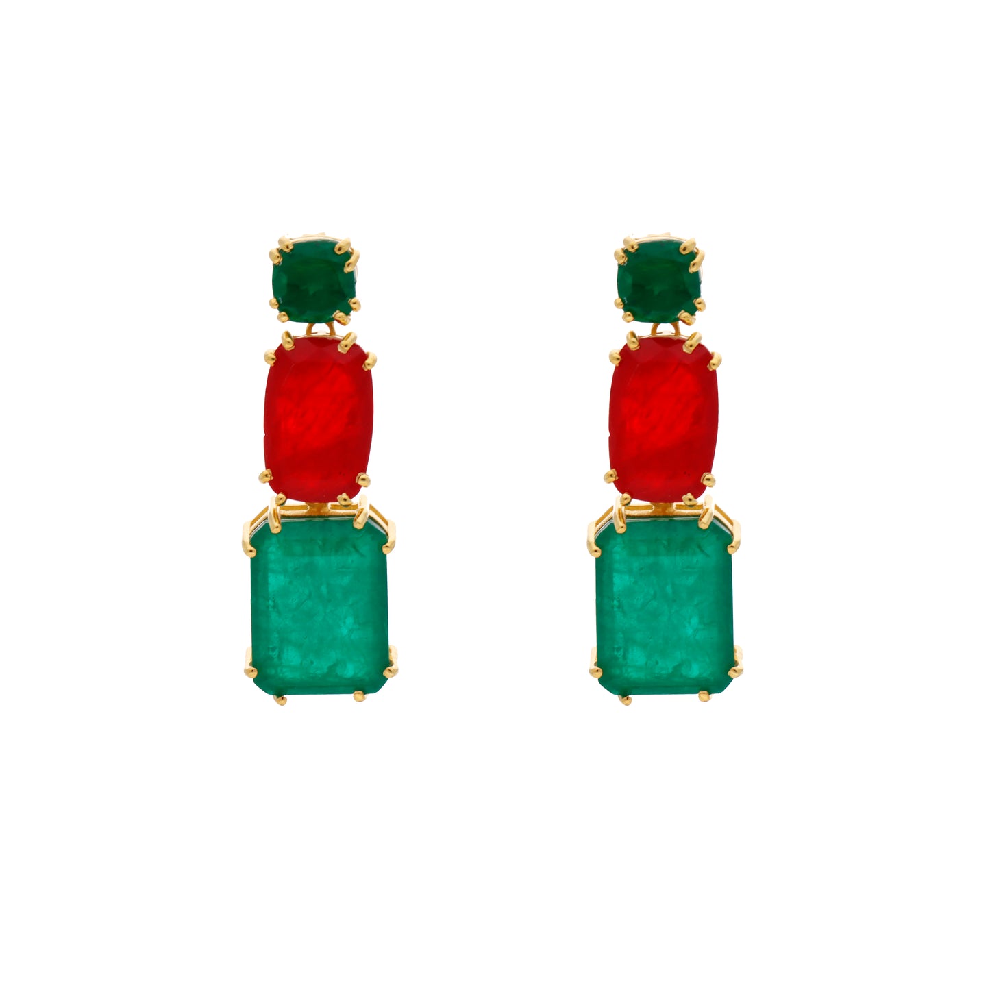 Pendientes Doublet Rubicundo Verde y Rojo