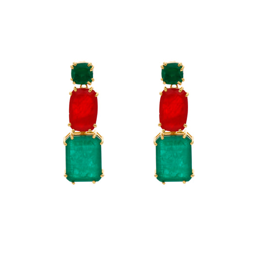 Pendientes Doublet Rubicundo Verde y Rojo
