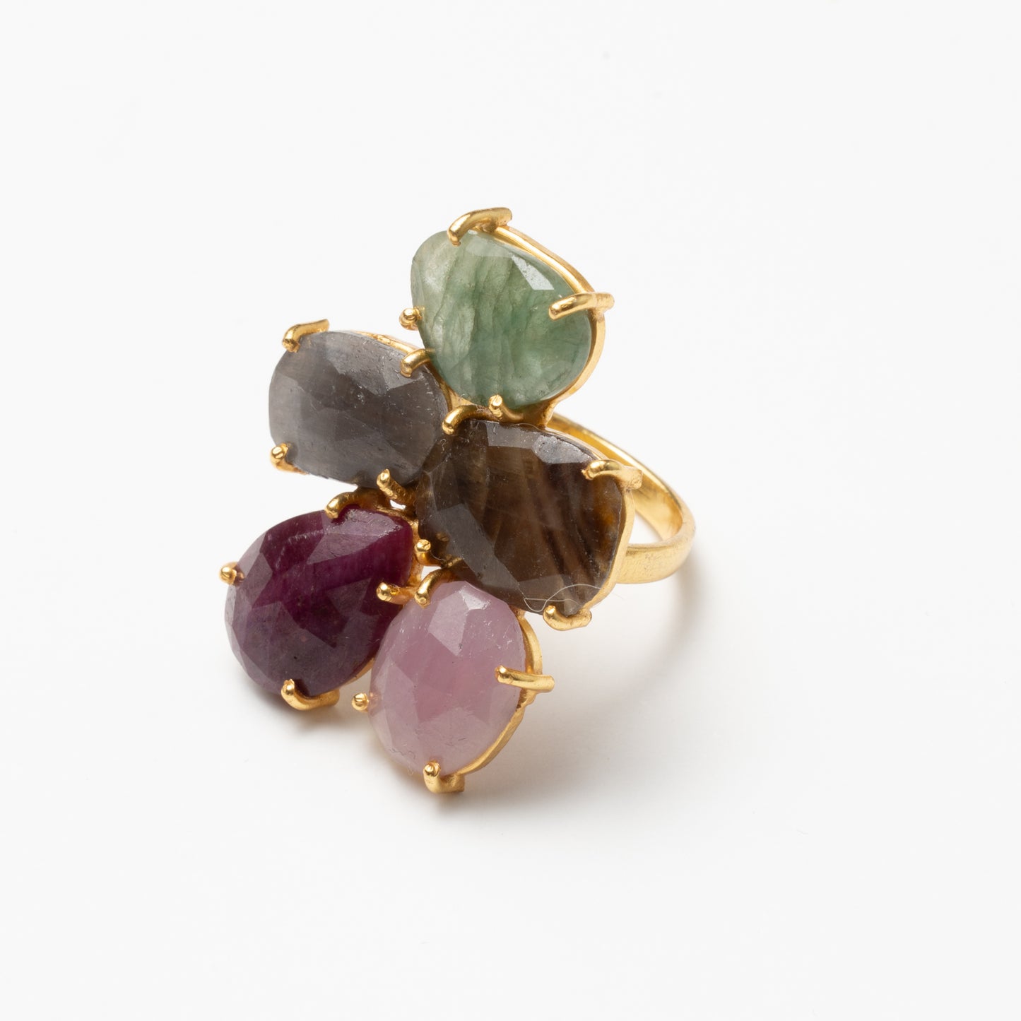 Anillo Mosaico Gaudí Ed. Limitada 5 Verdes, Rosa, Rubí y Gris