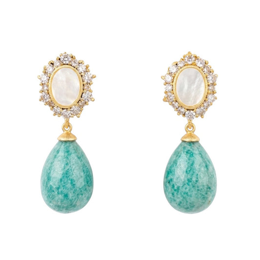 Pendientes Aquella Shine, Nácar y Amazonita