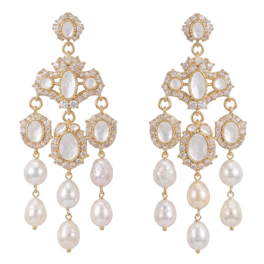 Pendientes Esplend Shine, Blanco nácar y Perlas