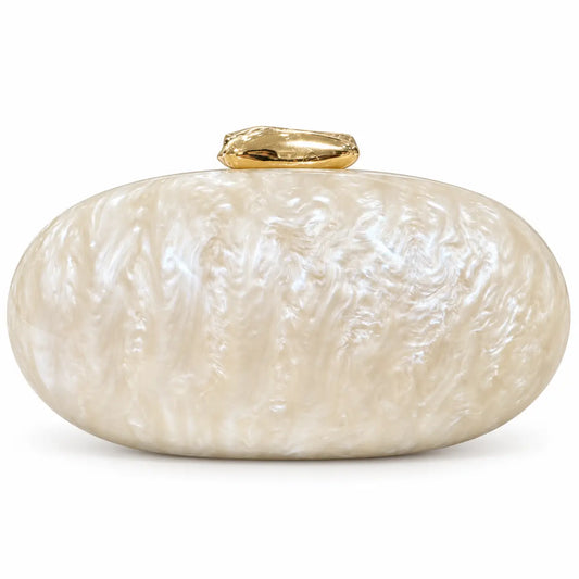 Clutch Eclipse Ovalado Blanco Nacarado