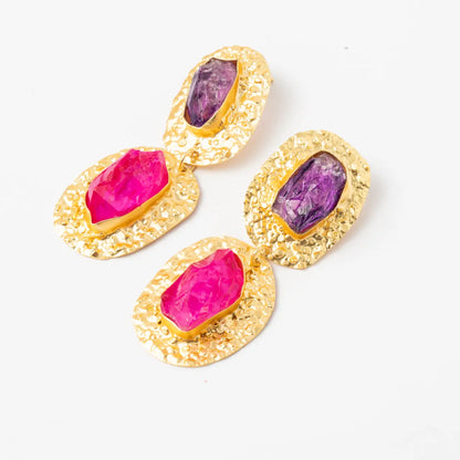 Pendientes Elenis Ed. Limitada Rough Morado y Fucsia