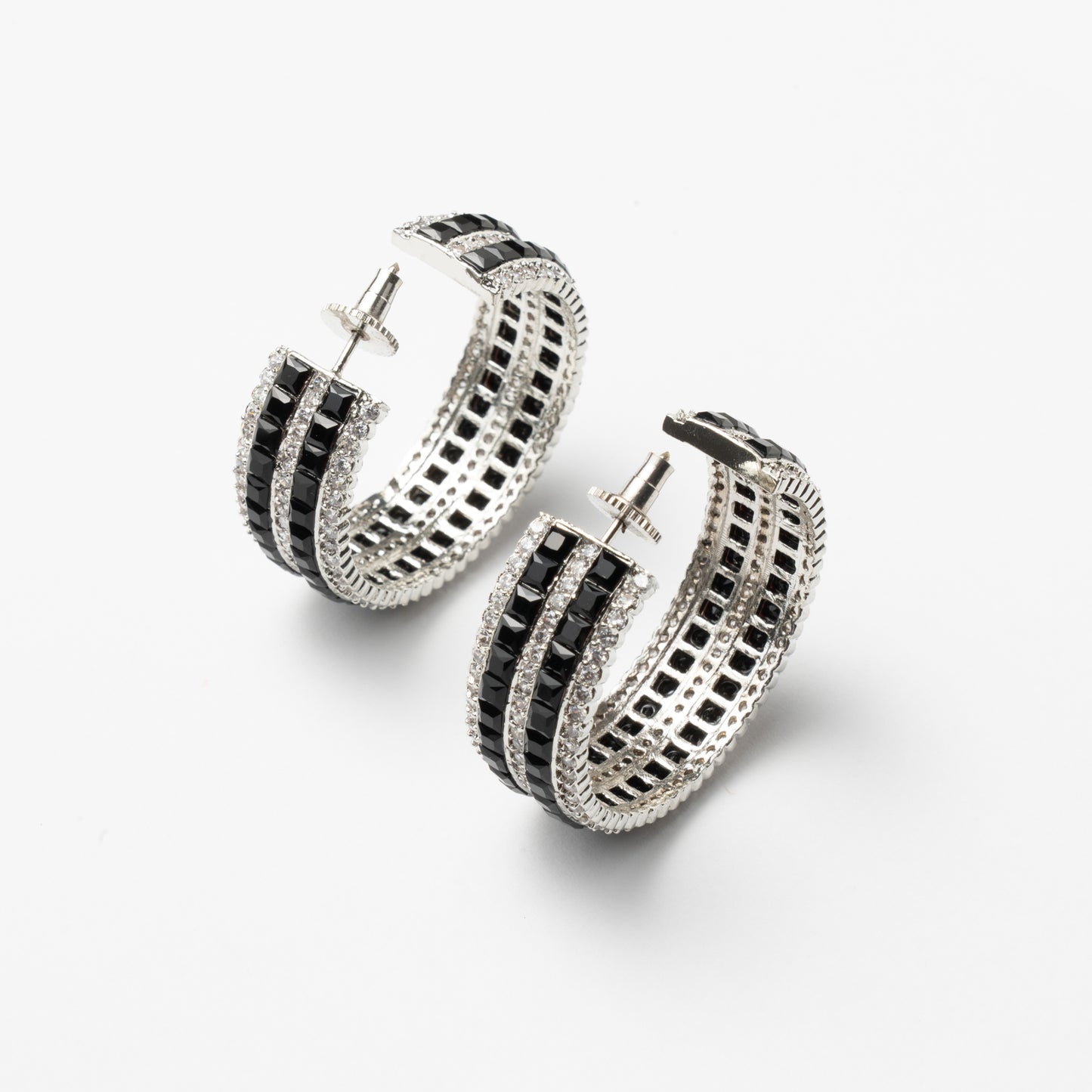 Venta Flash Vintage Pendientes Aros Astoria Ed. Limitada Plata Negro