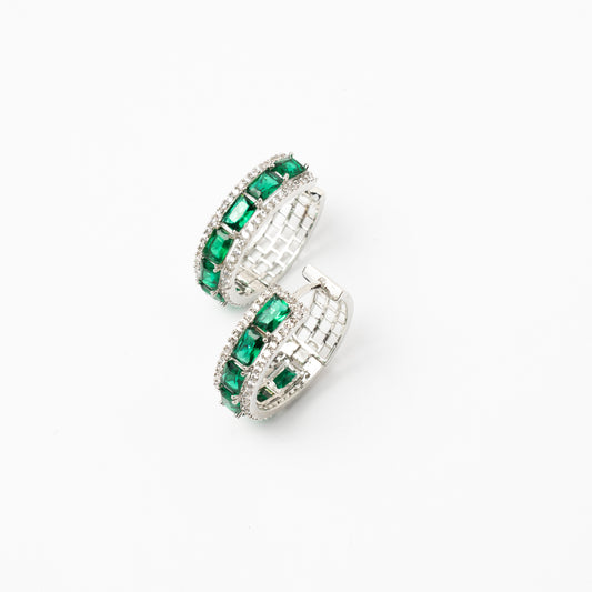 Venta Flash Vintage Pendientes Aros Fiorina Ed. Limitada Plata Verde