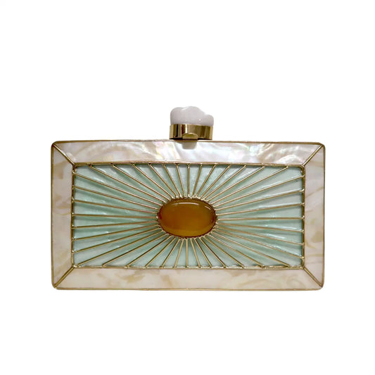 Clutch Deluxe Nelia Nácar, Verde agua y ámbar