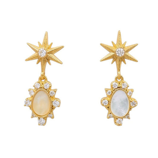 Pendientes Dorina Shine y Blanco nácar