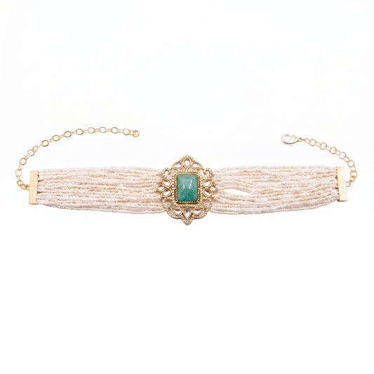 Choker Vintage Baline Ed. Limitada Amazonita y Perlas