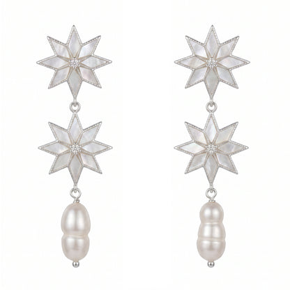 Pendientes Estelaria Plata Nácar Perla