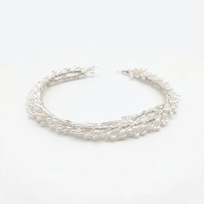 Tocado Anabel Plata Doble Blanco