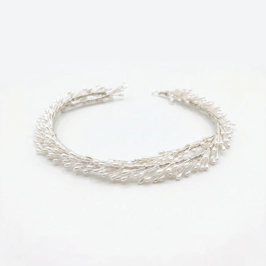 Tocado Anabel Plata Doble Blanco