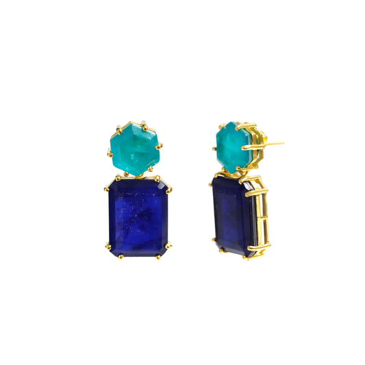 Pendientes Doublet Sunny Turquesa y Azul oscuro