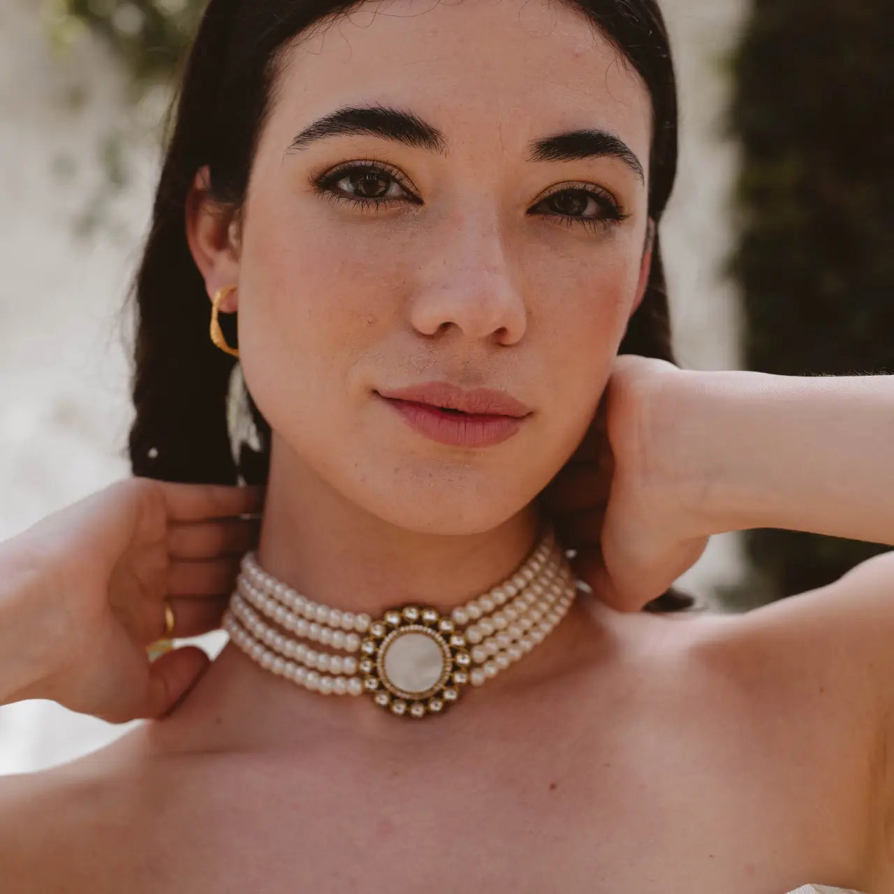 Choker Vintage Anise Plata Perlas