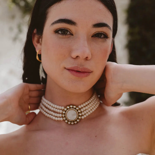 Choker Vintage Anise Plata Perlas