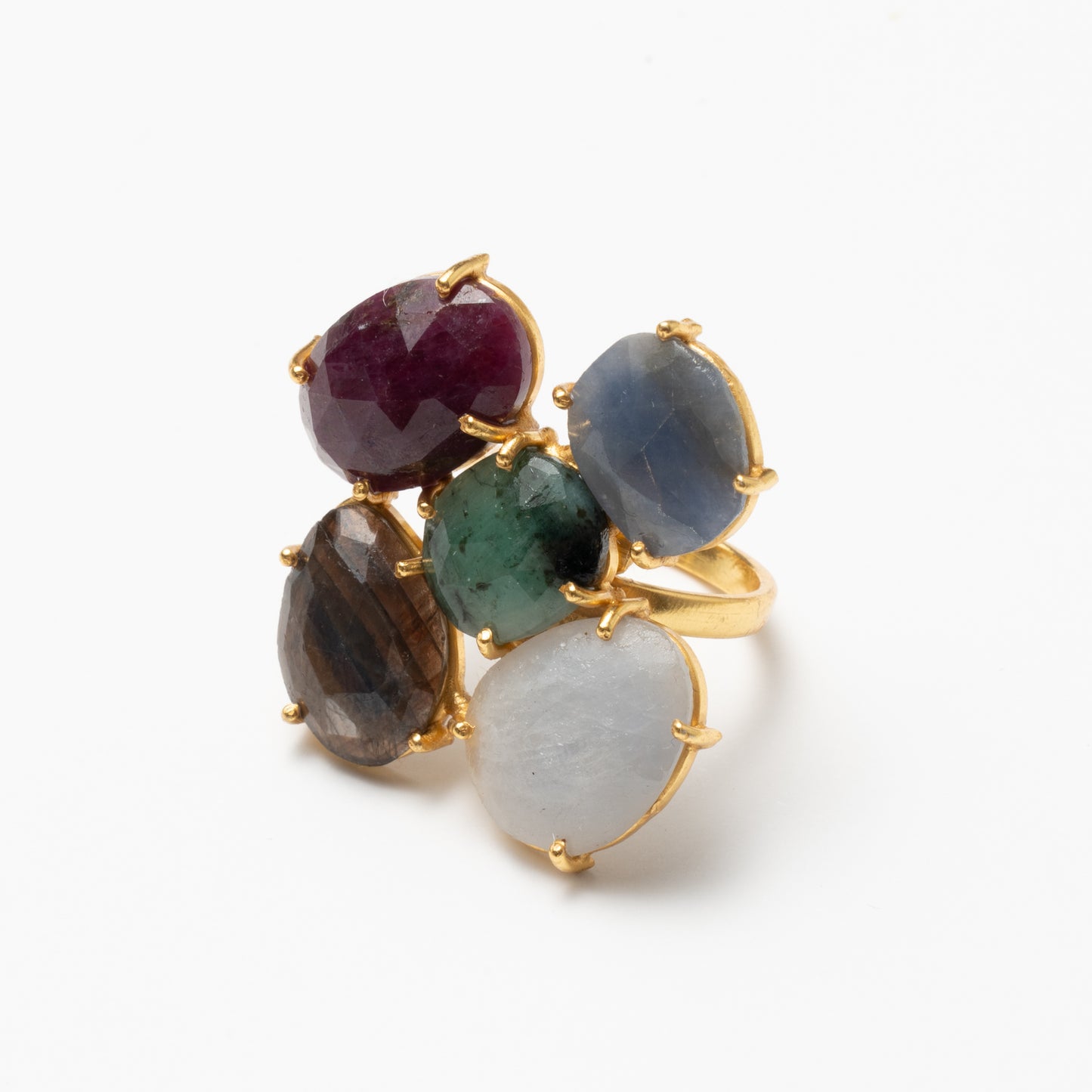 Anillo Mosaico Gaudí Ed. Limitada 15 Verde, Gris, Blanco, Marrón y Rubí