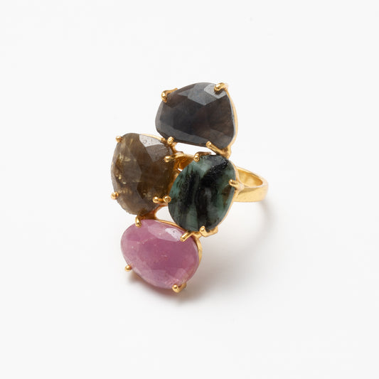 Anillo Mosaico Manson Ed. Limitada 18 Azul, Verde, Rosa y Marrón