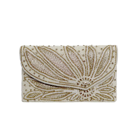 Bolso Sobre Joya Sena Blanco y Dorado