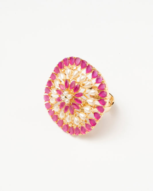 Venta Flash Vintage Anillo Triguero Ed. Limitada Fucsia y Perlas