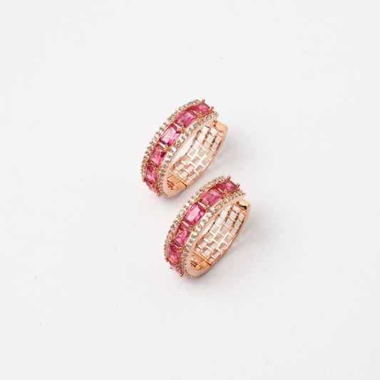 Venta Flash Vintage Pendientes Aros Fiorina Ed. Limitada Oro Rosa y Fucsia