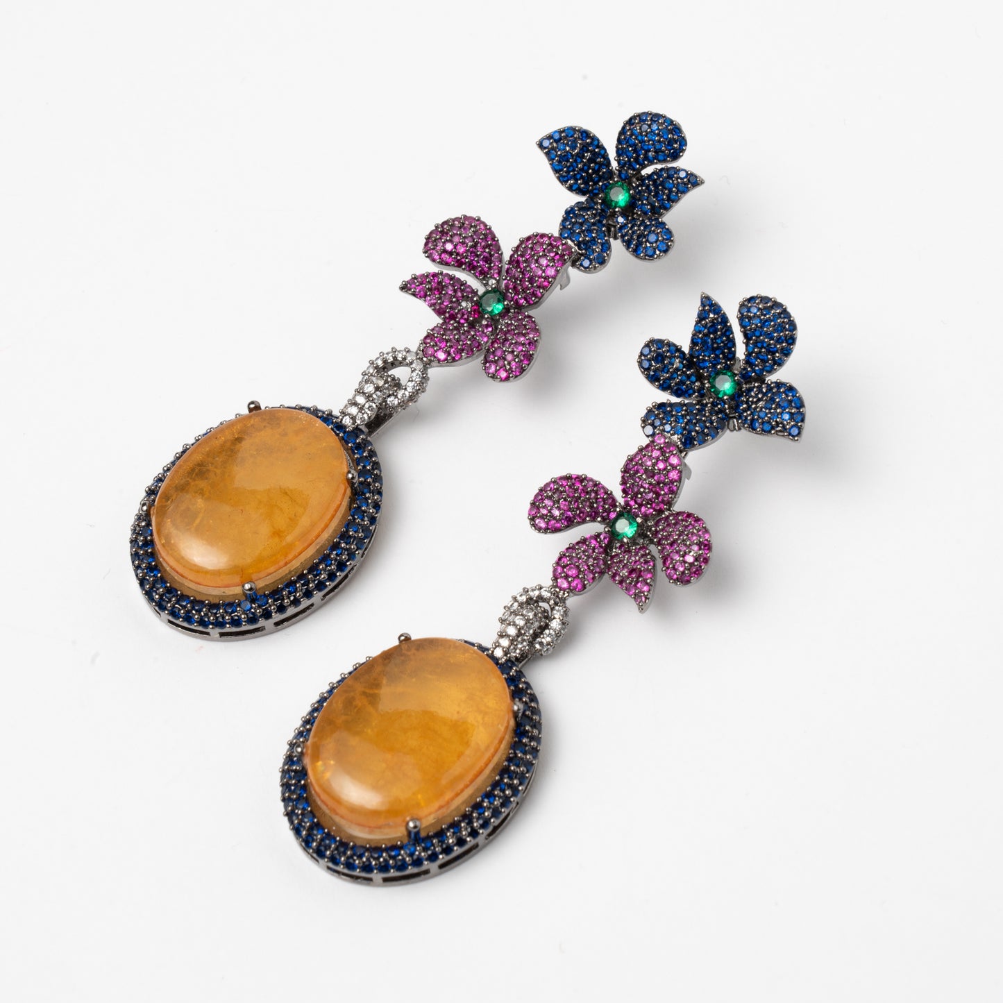 Venta Flash Vintage Pendientes Nacressa Ed. Limitada Cromo Azul oscuro, Fucsia y Mostaza