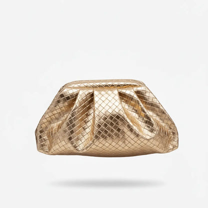 Bolso Nube Escamado Metalizado Dorado