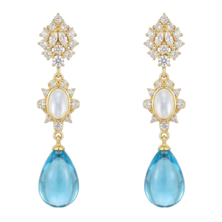 Pendientes Sirena Shine, Nácar y Azul claro