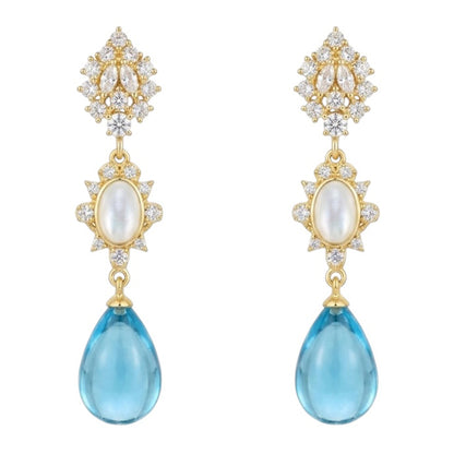 Pendientes Sirenas Shine, Nácar y Azul claro