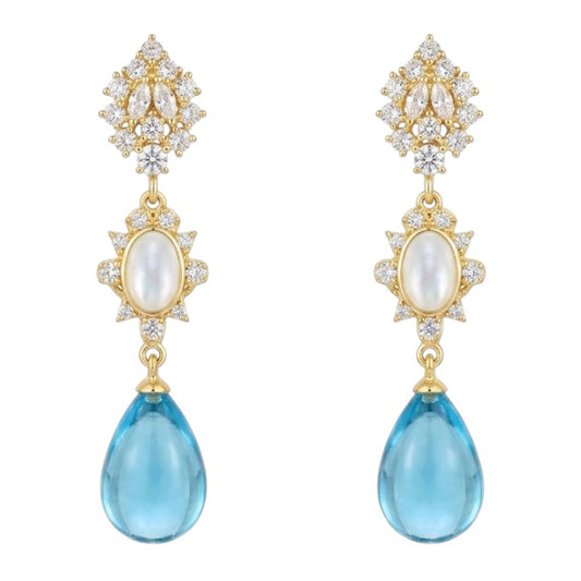 Pendientes Sirenas Shine, Nácar y Azul claro