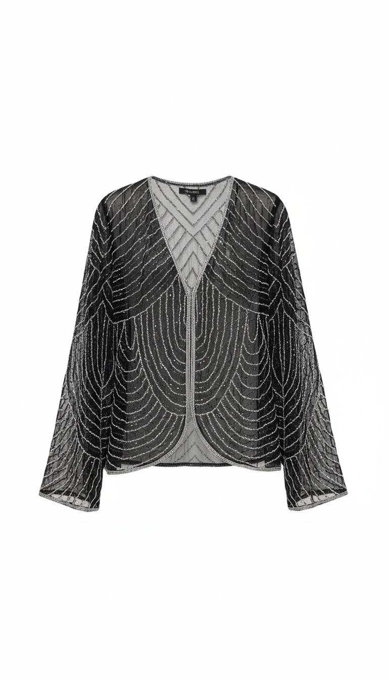 Chaqueta Fina Joya Negro y Plata