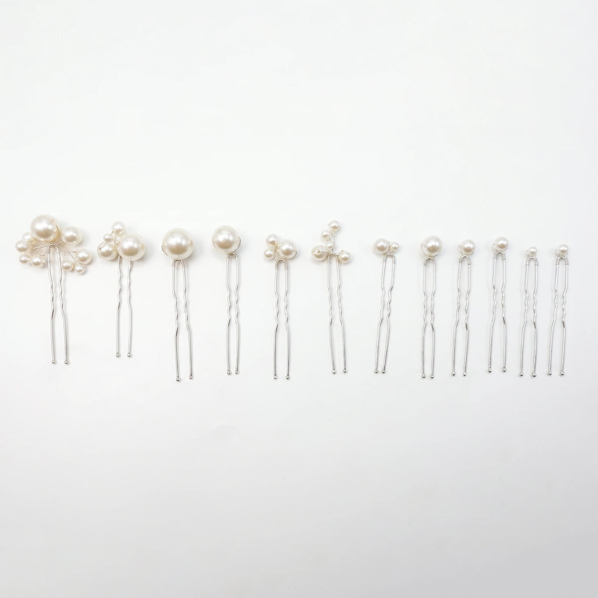 Conjunto Set Horquillas Perlas Plata