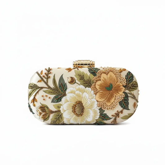 Bolso Ovalado Lennox Floréal Beige, Marrón y Verde