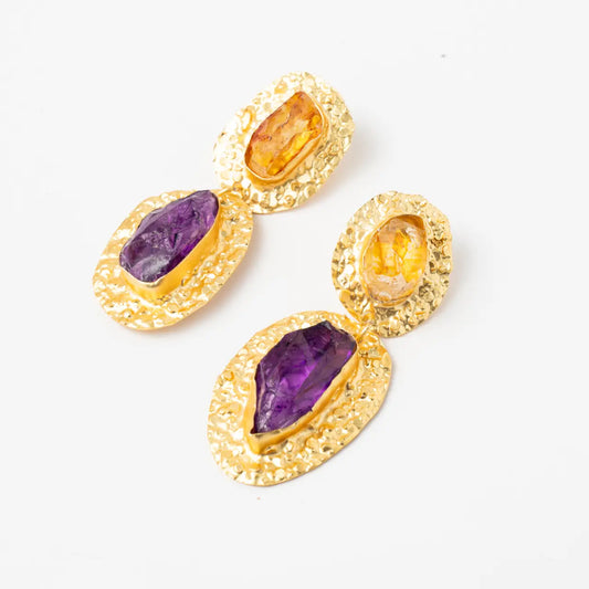 Pendientes Elenis Ed. Limitada Rough Amarillo y  Morado