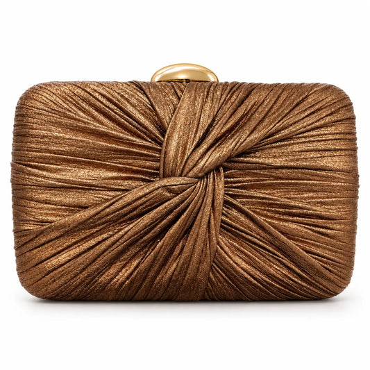 Cartera Nudo Metalizada Bronce