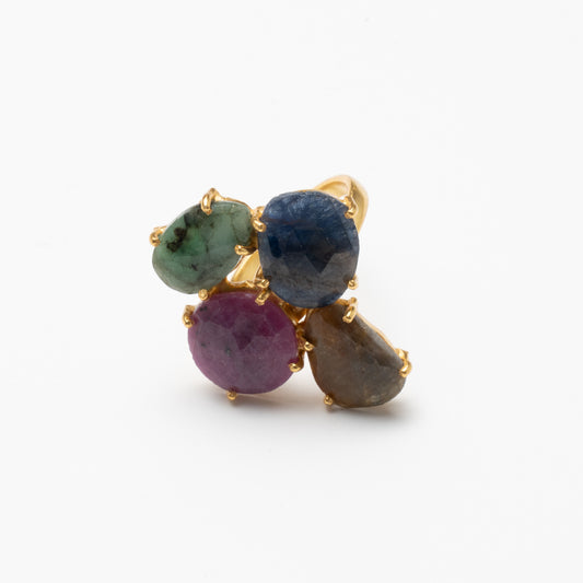 Anillo Mosaico Manson Ed. Limitada 19 Verde, Azul, Marrón y Rubí