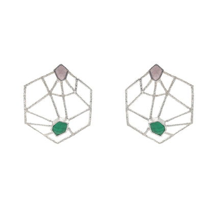 Pendientes Brac Small Plata Rosa y Verde