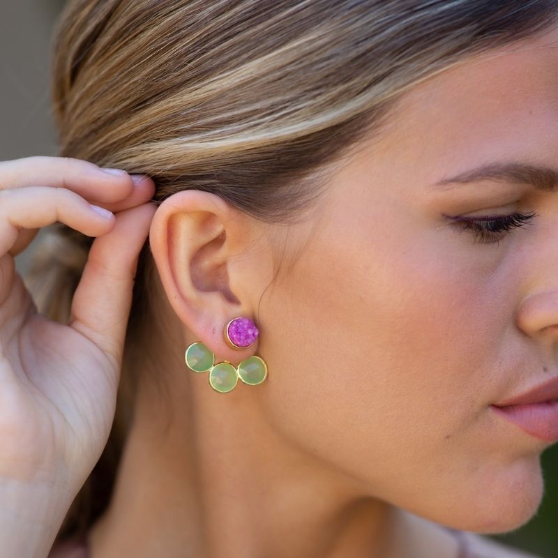 Pendientes Goa (Desmontables) Fucsia y Verde claro