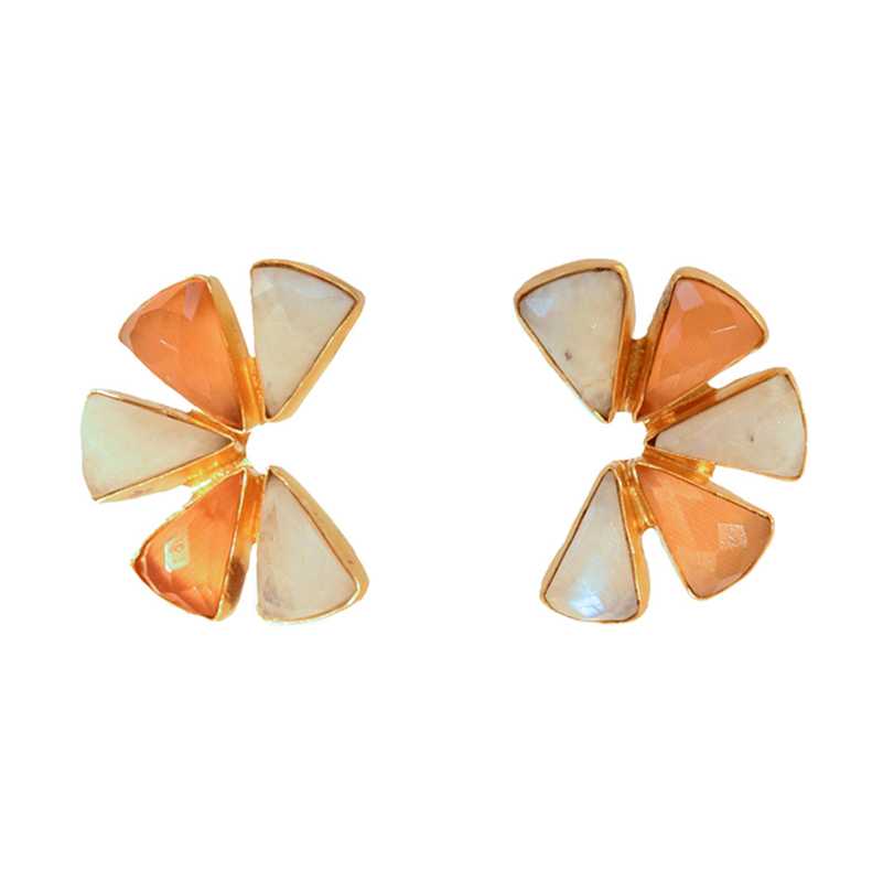 Pendientes Komodo Piedra Lunar y Naranja