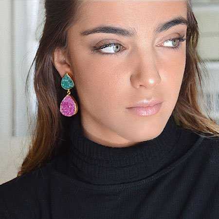 Pendientes Notredame Blanco y Fucsia mo