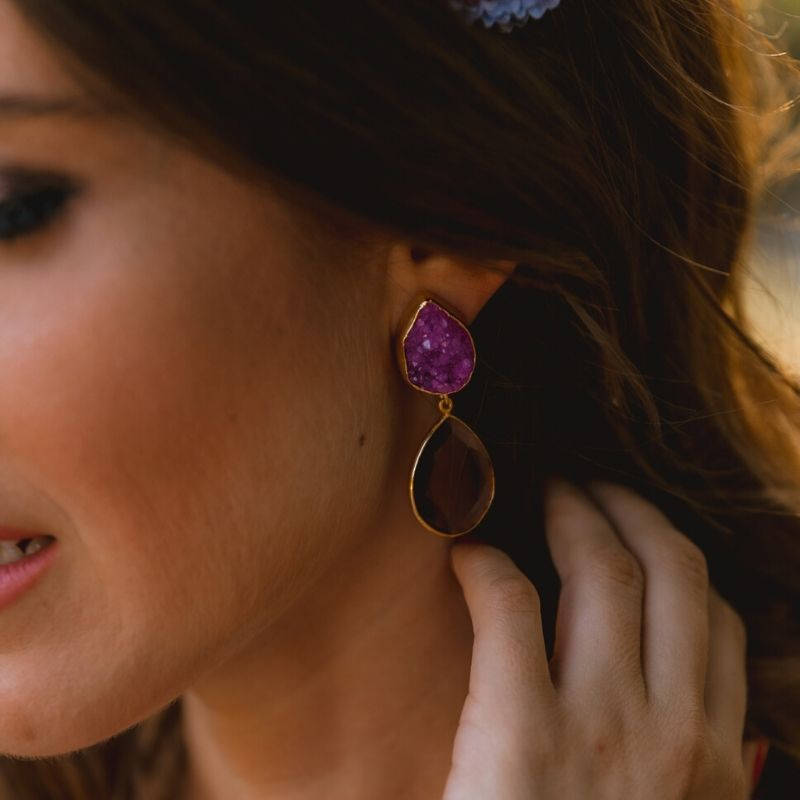 Pendientes Oasis Fucsia y Morado