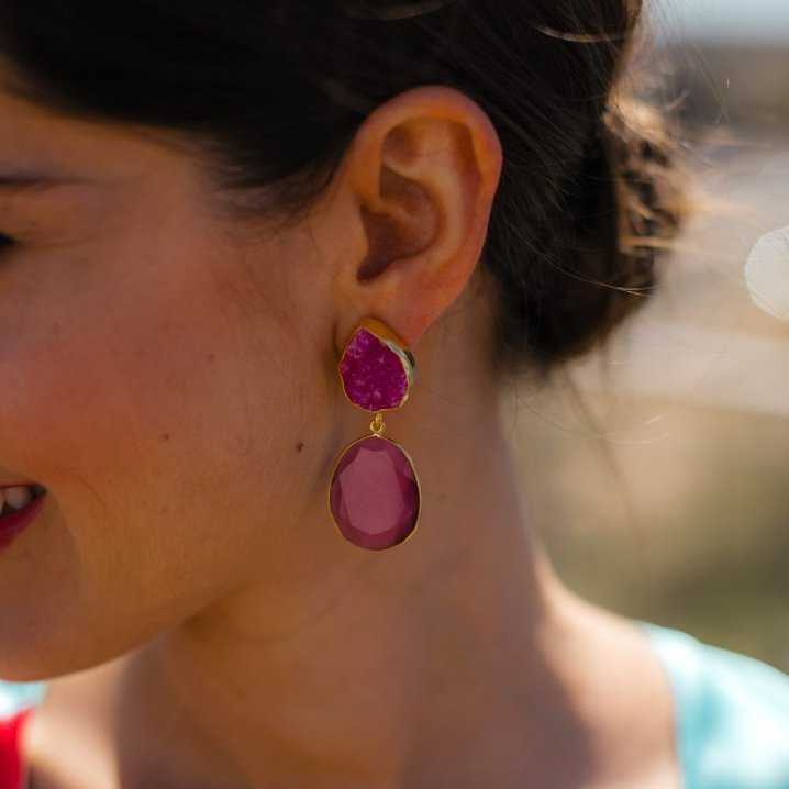 Pendientes Sabatini Fucsia mo y Rosa