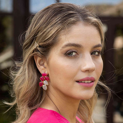 Pendientes Tailandia Fucsia y Blanco