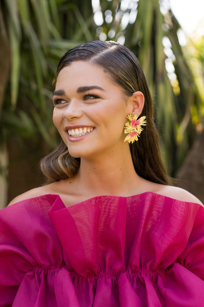 Pendientes Virelia Fucsia de ACUS Complementos, colección Sabana