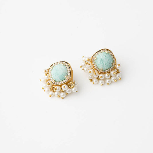 Pendientes Iro Zc Ed. Limitada Amazonita y Perlas