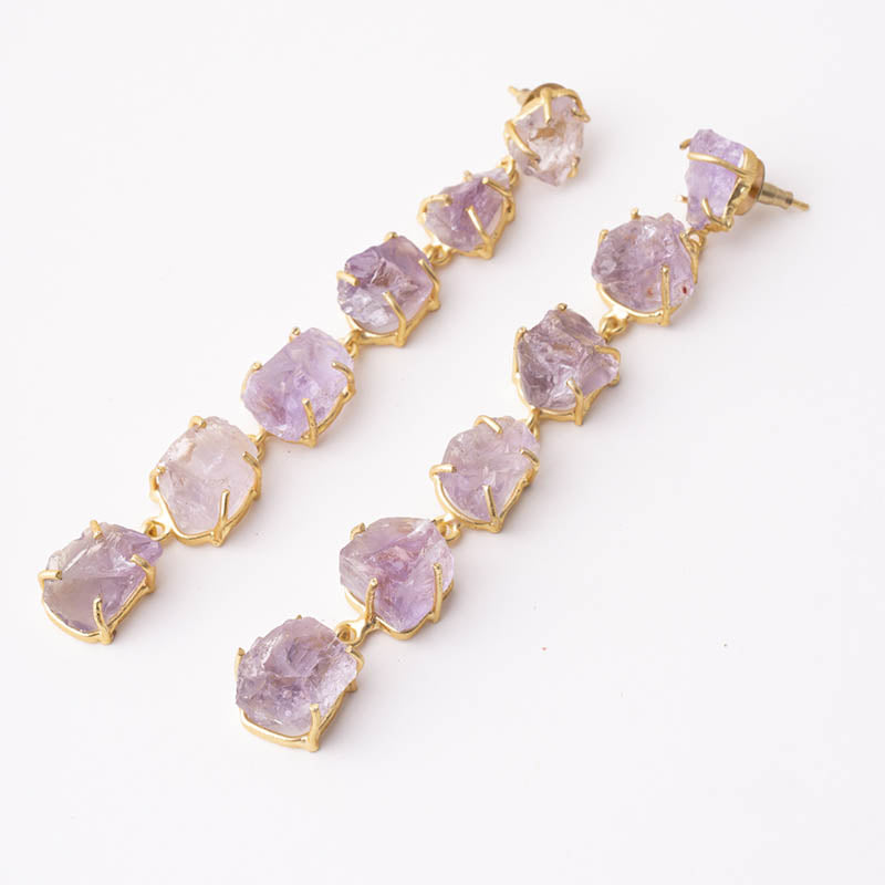 Pendientes con piedras de color Morado para la feria